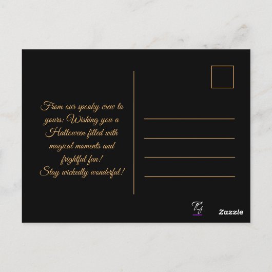 Aangepaste  enge gotische script Halloween Witch Briefkaart (Achterkant)