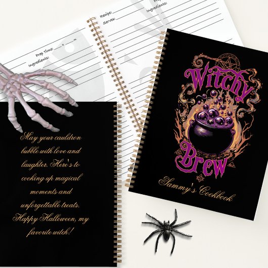 Aangepaste enge Halloween zwarte ketel heksendrank Notitieboek