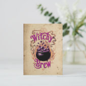 Aangepaste  enge ketel brouwen Halloween heks Briefkaart (Staand voorkant)
