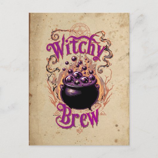 Aangepaste  enge ketel brouwen Halloween heks Briefkaart (Voorkant)