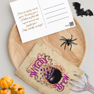 Aangepaste enge ketel brouwen Halloween heks Briefkaart