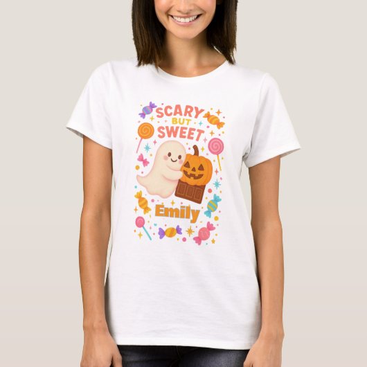 Aangepaste enge zoete Halloween T-shirt (Voorkant)