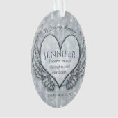 Aangepaste engel hart en vleugels Memorial Ornament (voorkant)