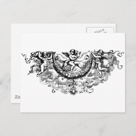 Aangepaste engel vleugels kersub fleur di lis prin briefkaart (Voorkant / Achterkant)