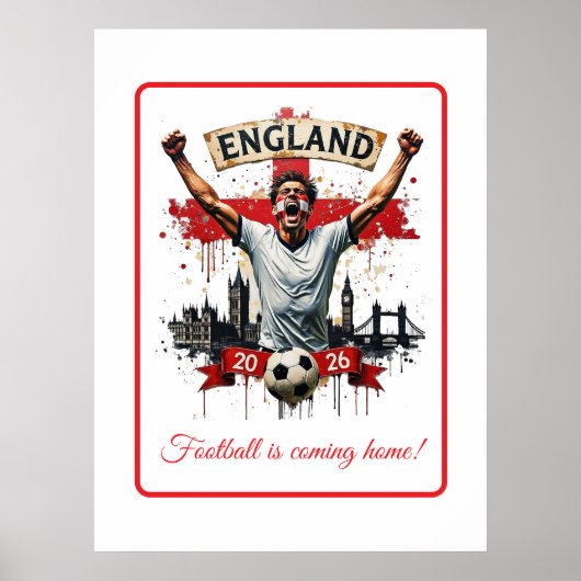 Aangepaste Engeland Nationaal Voetbalelftal Vierin Poster (Voorkant)