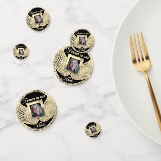 Aangepaste engelenvleugels met foto ter nagedachte confetti (Groep)