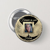 Aangepaste engelenvleugels met foto ter nagedachte ronde button 5,7 cm (Voorkant /achterkant)