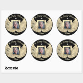 Aangepaste engelenvleugels met foto ter nagedachte ronde sticker (Vel)