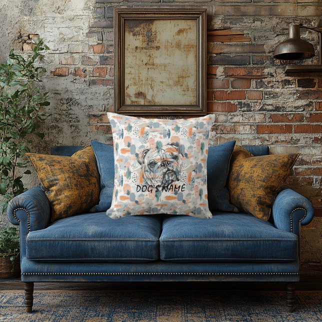 Aangepaste Engels Bulldog Portret Kussen Abstract (Creator heeft geüpload)