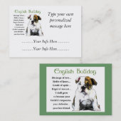 Aangepaste Engelse Bulldog profiel kaarten Visitekaartje (Voorkant / Achterkant)