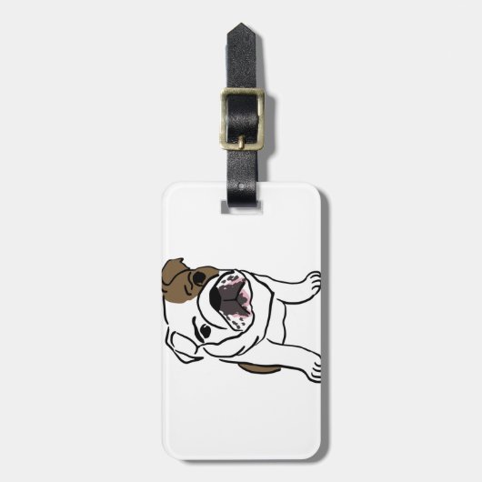 Aangepaste Engelse Bulldog Puppy Bagagelabel (Voorkant verticaal)