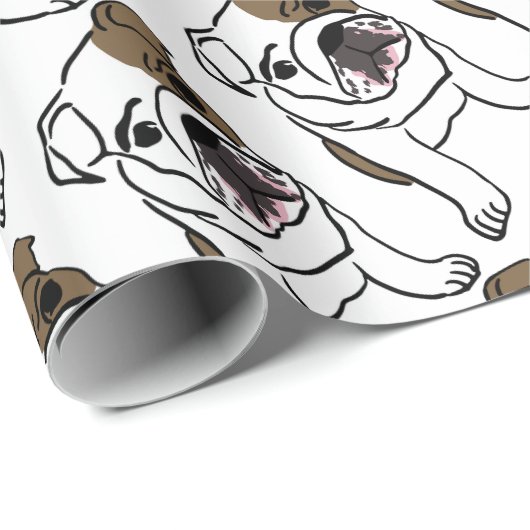 Aangepaste Engelse Bulldog Puppy Cadeaupapier (Rol Hoek)