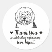 Aangepaste Engelse Schapendoes Hond Huwelijks Favo Ronde Sticker (Voorkant)