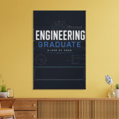 Aangepaste Engineering Afstudeerblauwdruk 2026 Canvas Afdruk (Insitu (Woonkamer))