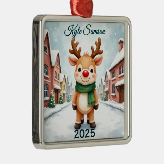 Aangepaste enkele rendierstad metalen ornament (Rechts)
