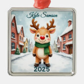 Aangepaste enkele rendierstad metalen ornament (Voorkant)