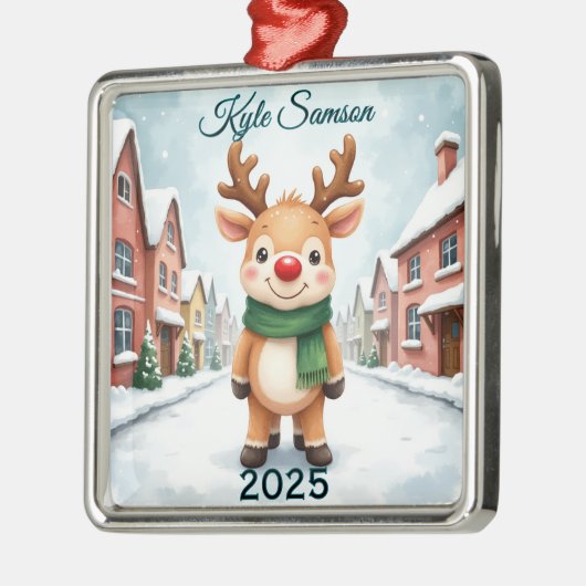 Aangepaste enkele rendierstad metalen ornament (Links)