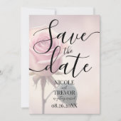 Aangepaste enkele roze roos bruiloft save the date (Voorkant)
