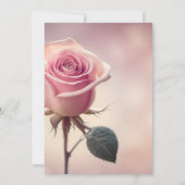 Aangepaste enkele roze roos bruiloft save the date (Achterkant)