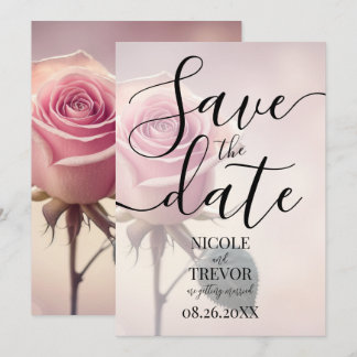 Aangepaste enkele roze roos bruiloft save the date
