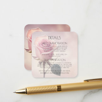 Aangepaste enkele roze roos details informatiekaartje