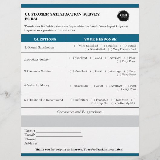 Aangepaste enquêteformulier voor klanttevredenheid flyer (Voorkant)