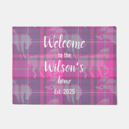 Aangepaste Equestrian Tartan Familie Welkom Coir M Deurmat