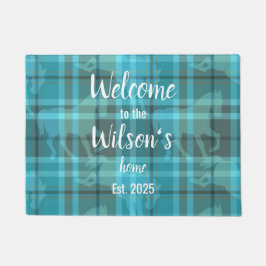 Aangepaste Equestrian Tartan Familie Welkom Coir M Deurmat