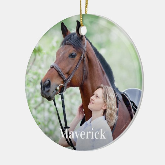 Aangepaste Equine Foto Paard Liefhebber Gepersonal Keramisch Ornament (Links)
