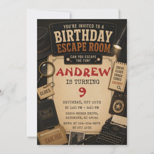Aangepaste Escape Room Verjaardag Kaart (Voorkant)