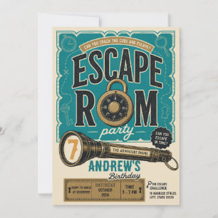 Aangepaste Escape Room verjaardagsfeestje voor kin Kaart