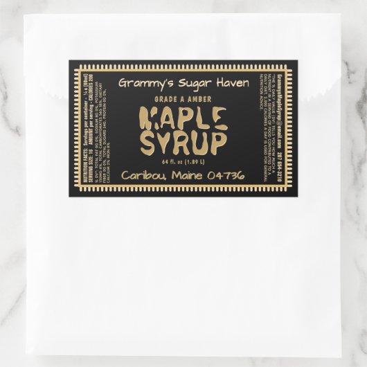 Aangepaste esdoorn siroop label met voedingsfeiten (Tas)