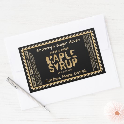 Aangepaste esdoorn siroop label met voedingsfeiten (Envelop)