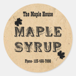 Aangepaste esdoorn stroop ronde zakelijke Sticker