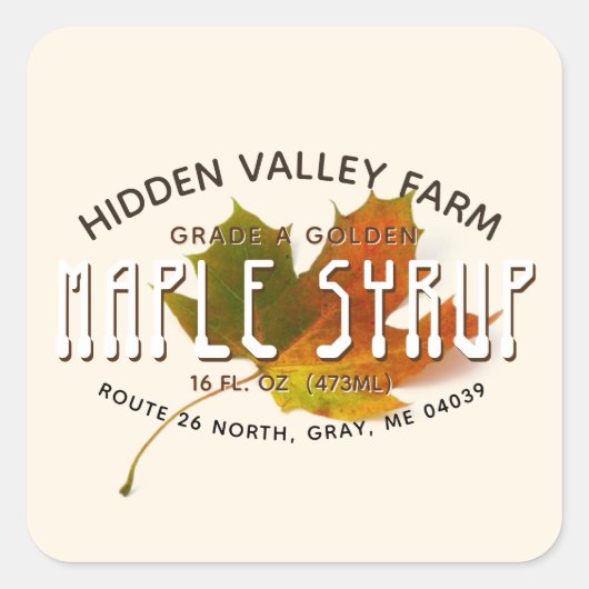 Aangepaste esdoornsiroop hoog blad label (licht) (Voorkant)