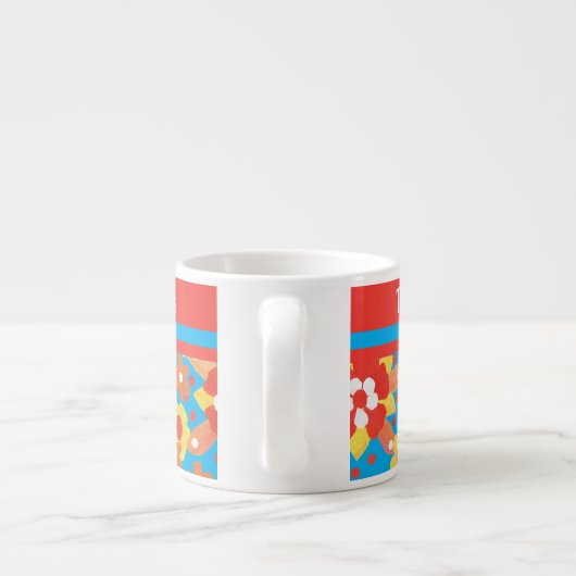 Aangepaste Espresso-Mok: Ditsy Oranje bloemen Espresso Kop (Achterkant)