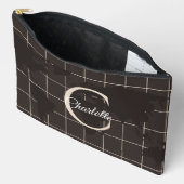 Aangepaste Espresso Wereldkaart Monogram Naam Luxe Etui (Open)