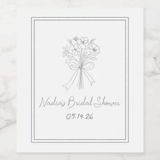 Aangepaste esthetische bloemschets Vrijgezellenfee Wijn Etiket (Enkel label)