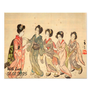 Aangepaste  esthetische Japan Kimono illustratie Foto Afdruk