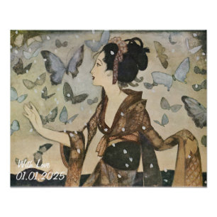 Aangepaste esthetische Japan Kimono illustratie Foto Afdruk
