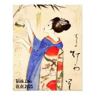 Aangepaste esthetische Japan Kimono illustratie Foto Afdruk