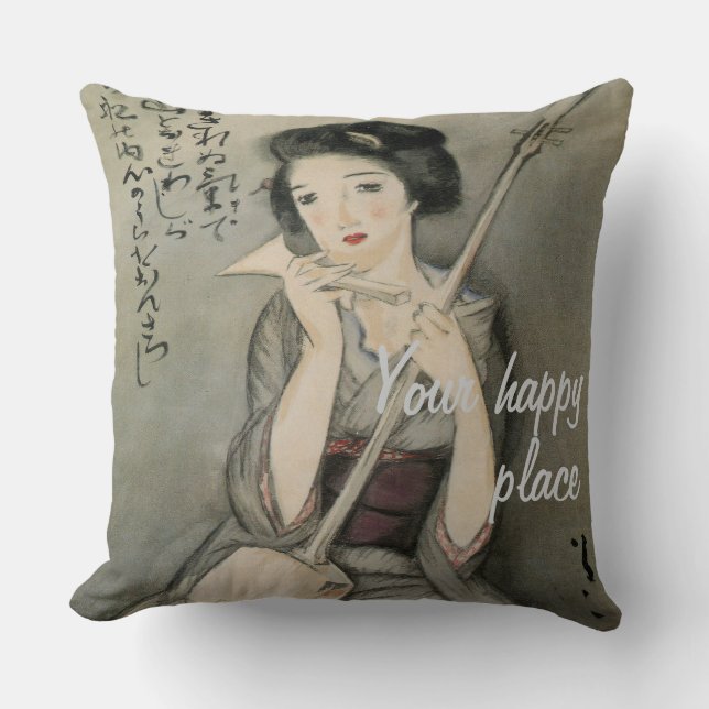 Aangepaste  esthetische Japan Kimono illustratie Kussen (Voorkant)