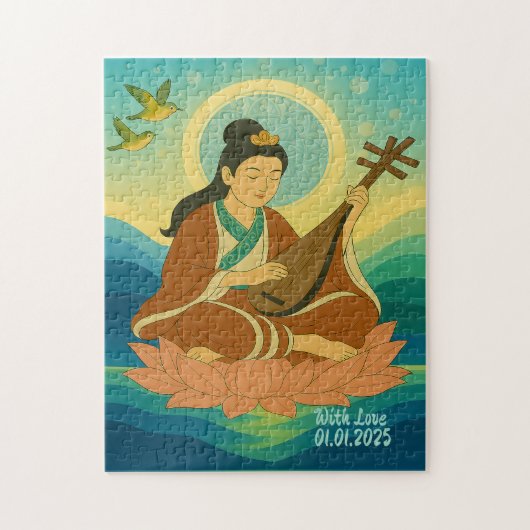 Aangepaste esthetische Japan Kimono illustratie Legpuzzel (Verticaal)