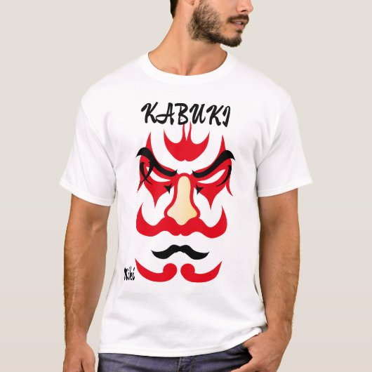 Aangepaste esthetische Japanse Kabuki Art Red T-shirt (Voorkant)