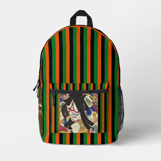 Aangepaste esthetische Japanse Kabuki Stripe Bedrukte Rugzak (Voorkant)