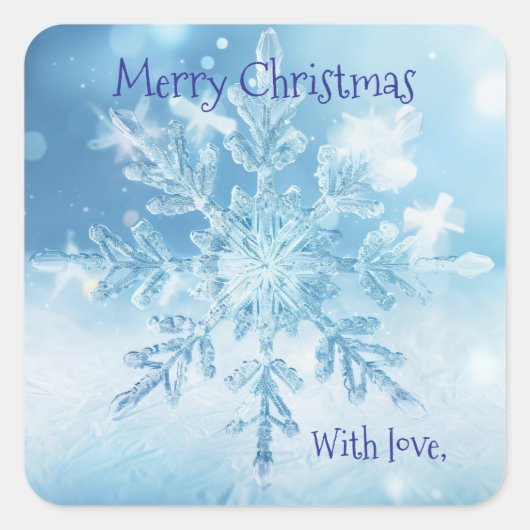 Aangepaste esthetische minimalistische kerst-sneeu vierkante sticker (Voorkant)