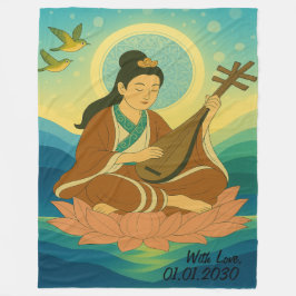 Aangepaste esthetische moderne Japan Lucky Goddess Fleece Deken