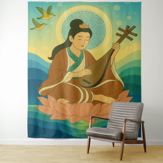 Aangepaste esthetische moderne Japan Lucky Goddess Wandkleed (In situ)