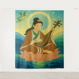 Aangepaste esthetische moderne Japan Lucky Goddess Wandkleed