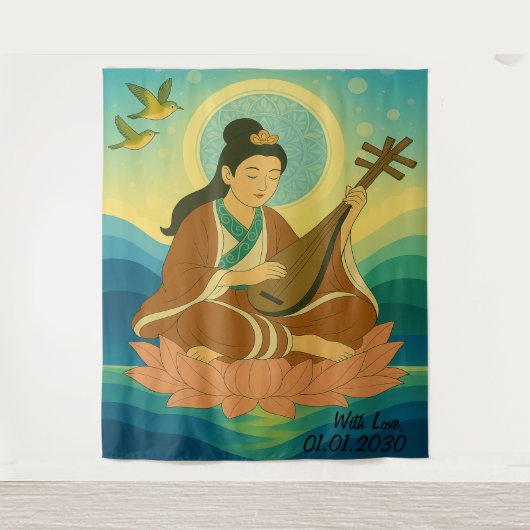 Aangepaste esthetische moderne Japan Lucky Goddess Wandkleed (Voorkant)